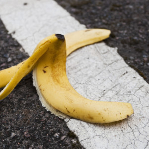 Banana Peel on Sidewalk